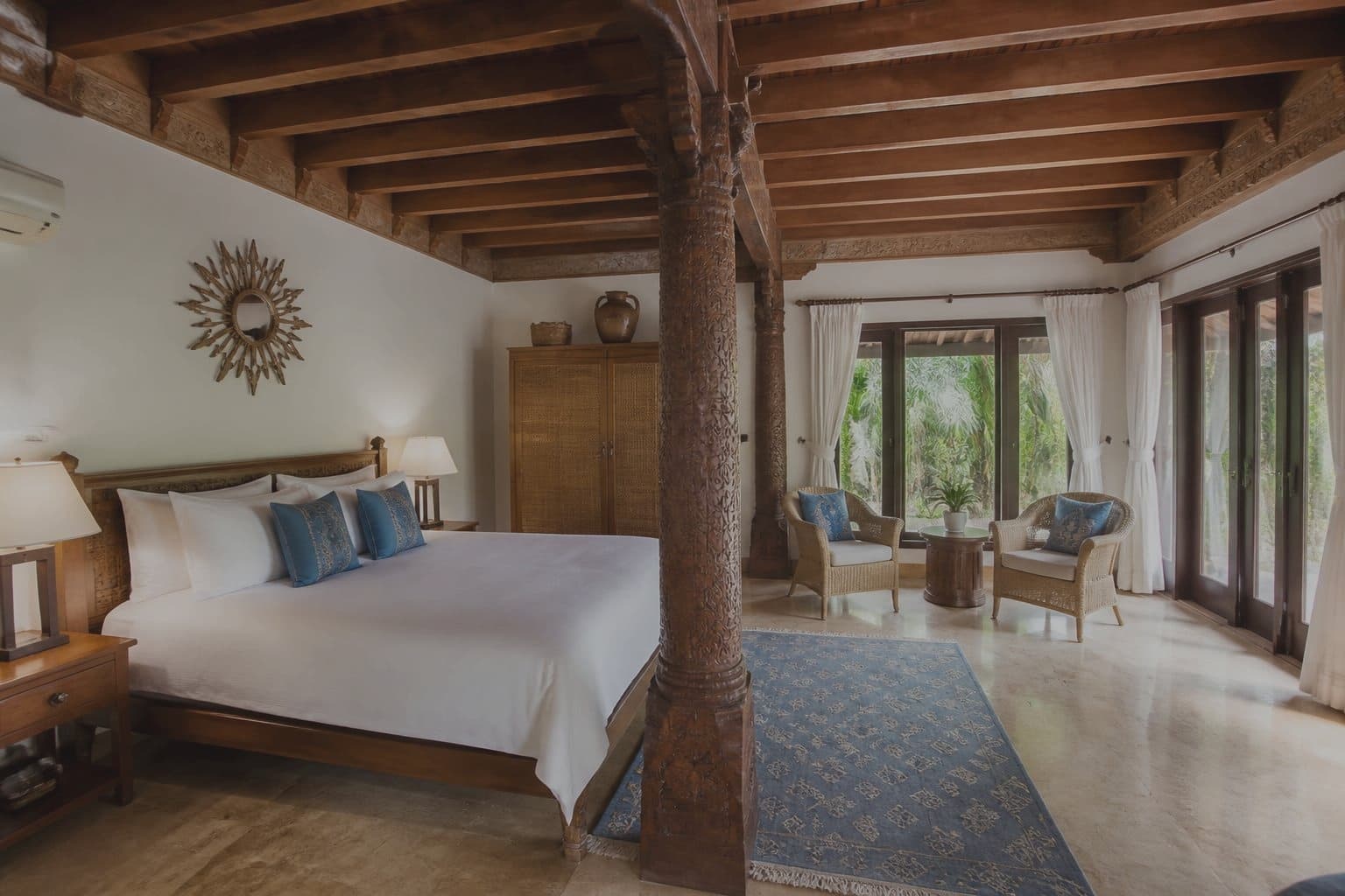 Carved wood bedroom before the listing photo refresh