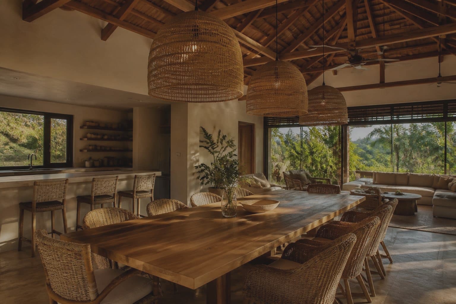 Open dining pavilion before the listing photo refresh